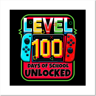 Level 100 Days of School Unlocked Game Controller Gamer Boys Posters and Art